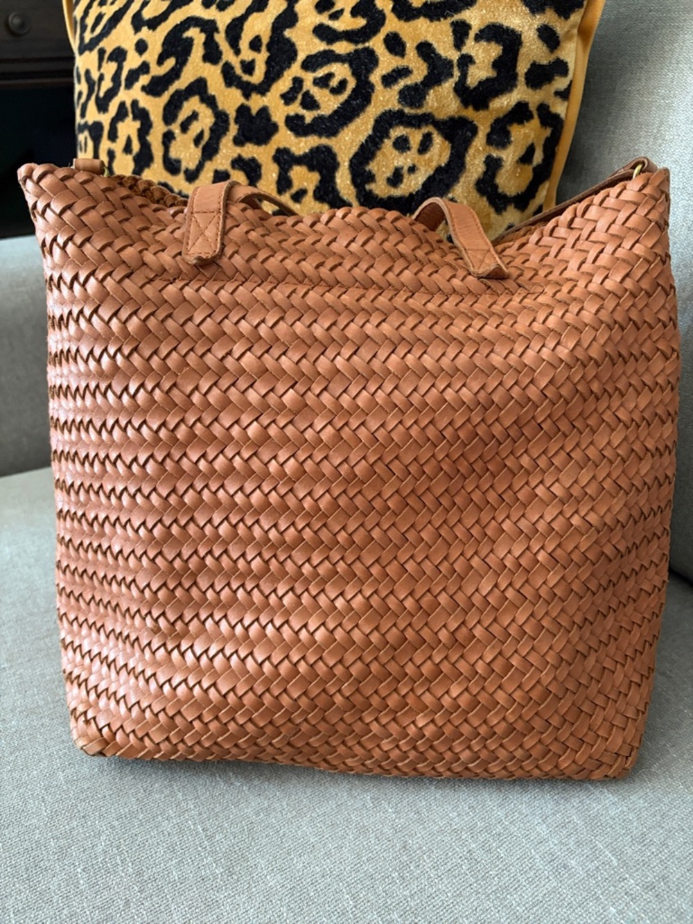 Madewell Woven Leather Tote in Tan - Picture 7 of 9